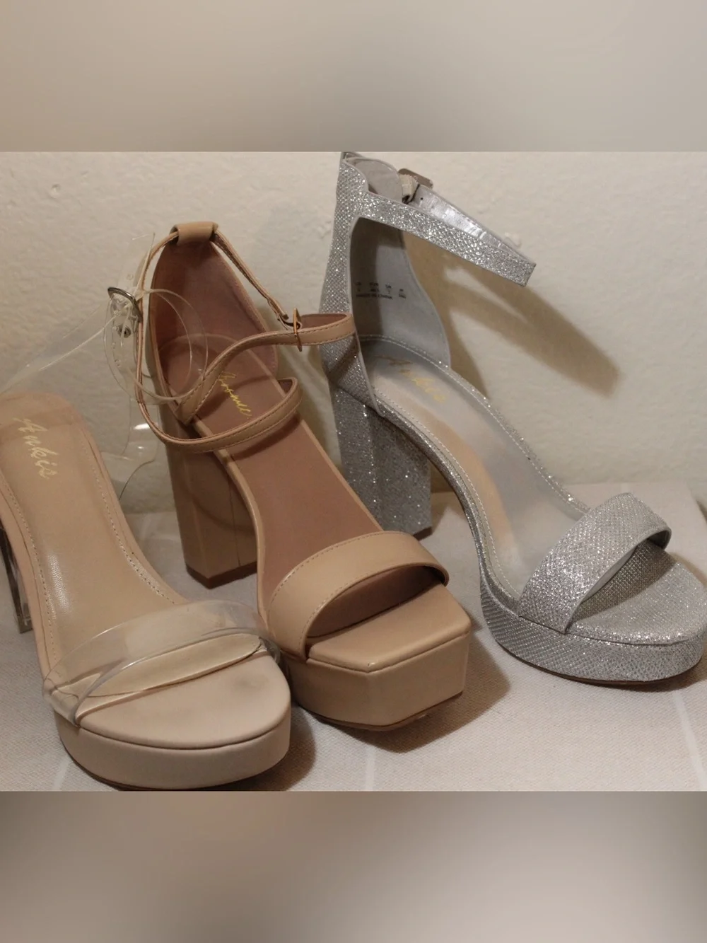 3 for 50$ Platform Block Heel - Elegant Strappy Women's Shoes